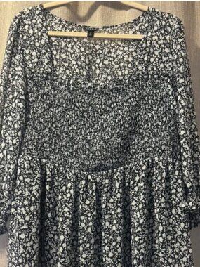 Torrid Floral Square Neck Babydoll Top - Black & White - Size 2 (2X)